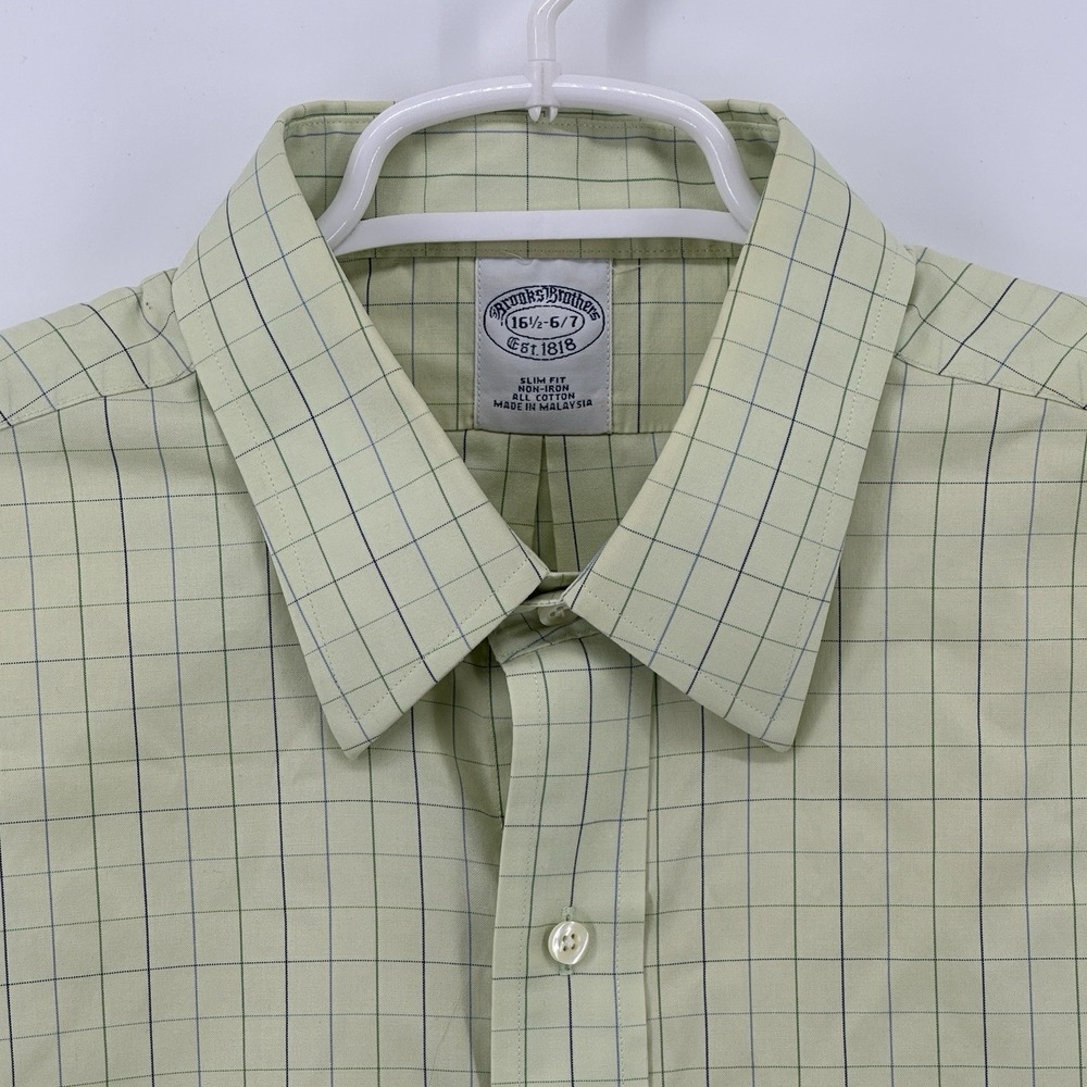 Brooks Brothers Men's Shirt Slim Fit Long Sleeve Cotton Size 16.5 6/7 Preppy - Picture 2 of 8